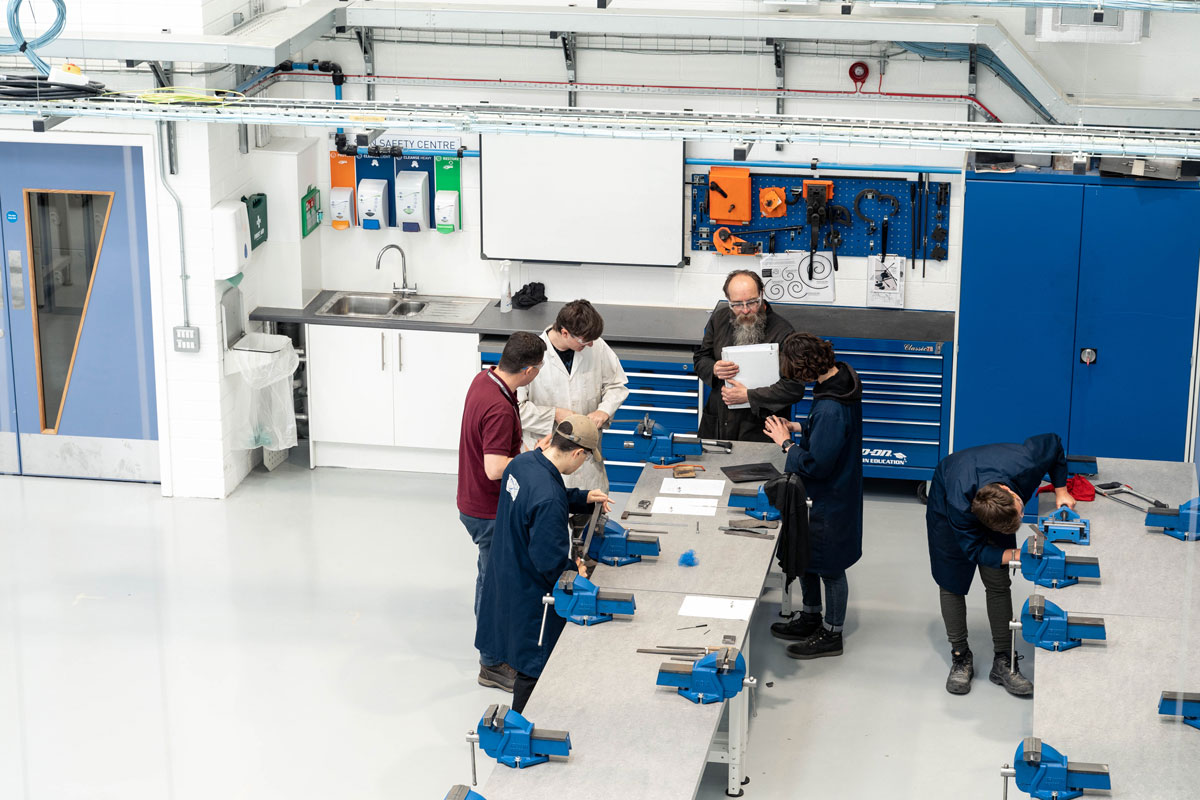 Students at Valancy building Truro & Penwith engineering college