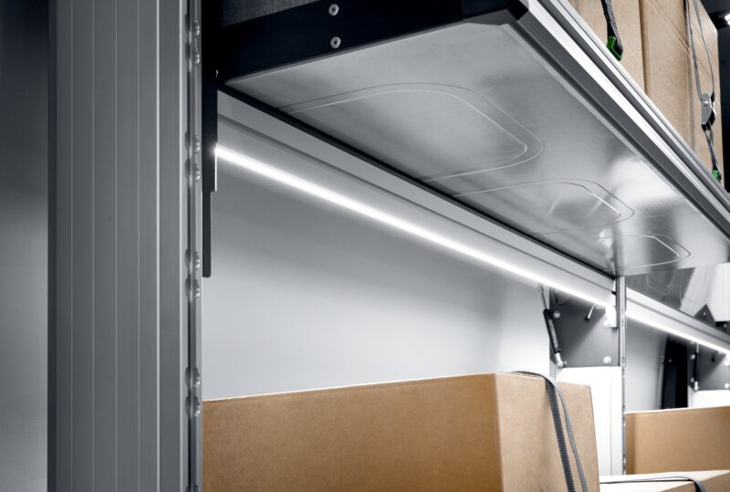 Mercedes Sprinter Folding Shelving Unit with Lighting