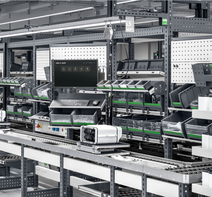 You see an assembly line with Kanban material supply